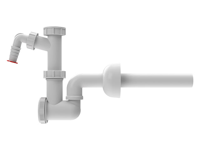 HUTTERER & LECHNER HL133/40 WT-Siphon DN40x5/4" WG-Anschl. Reinigungseinsatz u. Rosette. Abg.bog   – HL133/40