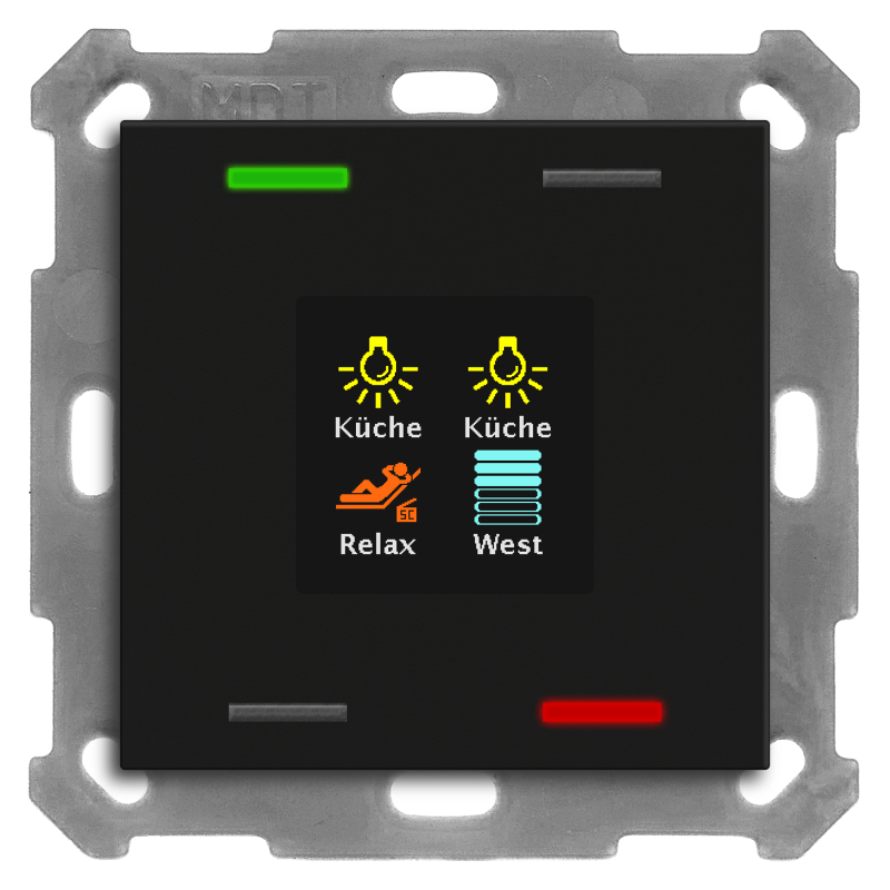 MDT KNX Taster Smart 55 4-fach mit Farbdispl ay, Schwarz matt  – BE-TAS550406.01