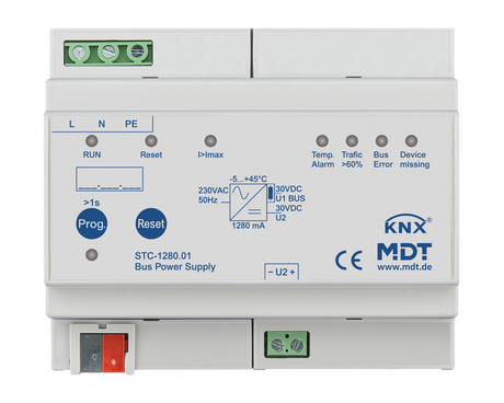MDT KNX Spannungsversorgung mit Diagnosefunktion  1280 mA REG   – STC-1280.01