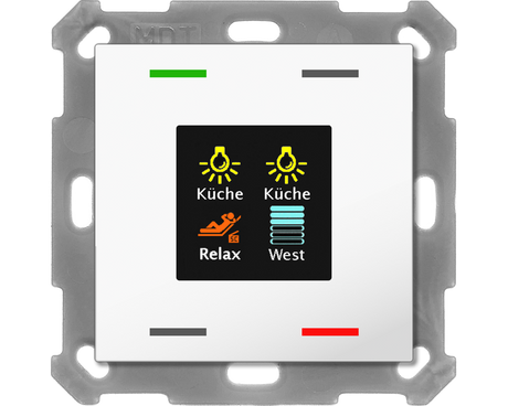 MDT KNX 55 x 55 mm Taster Light 4fach mit Farbdisplay reinweiß glänzend   – BE-TAS5504.01