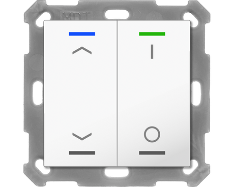 MDT KNX Taster Light 55 x 55 mm 2fach RGBW, mit Temp., reinweiß gl., Jal./Sch.   – BE-TAL55T2.C1