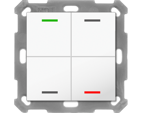MDT KNX 55 x 55 mm Taster Light 4fach neutral reinweiß glänzend   – BE-TAL5504.01