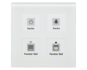 MDT KNX Glastaster 4fach Plus mit Tempsensor weiß inkl. Beschriftungsf   – BE-GTT4W.01