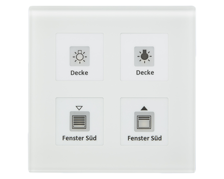 MDT KNX Glastaster 4fach Plus mit Tempsensor weiß inkl. Beschriftungsf   – BE-GTT4W.01