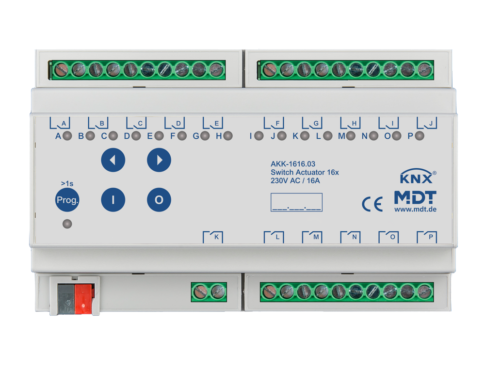 MDT KNX Schaltaktor 16fach, 16A REG   – AKK-1616.03