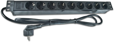 Alva 19 Zoll Steckdosenleiste 9x Schuko ohne Schalter - 19Z-SDL9