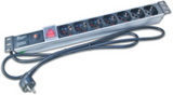 Alva 19 Zoll Steckdosenleiste 7x Schuko mit Schalter und šberspannungsschutz - 19Z-SDL7+SW+šSP