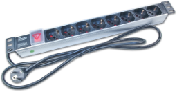 Alva 19 Zoll Steckdosenleiste 8x Schuko mit Schalter - 19Z-SDL8+SW