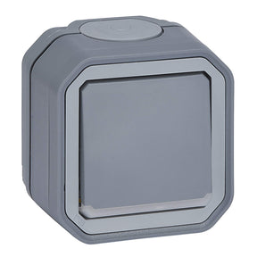 LEGRAND FR AP 2poliger Schalter Kontroll 10 AX, Steckklemmen, IP55, IK08, Grau  – 069726L