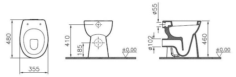 Alva Idea Stand-WC Flachspüler Barrierefrei, Oberkante 46cm, Weiß - AQBFIDWCFW