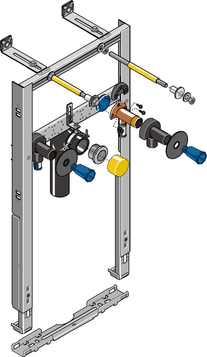 GEBERIT GE Huter Montageelement WT f Einlocharm. FF20, Massiv-u Trockenb,Vor- u Inwand  – HU-WT2014-FF20