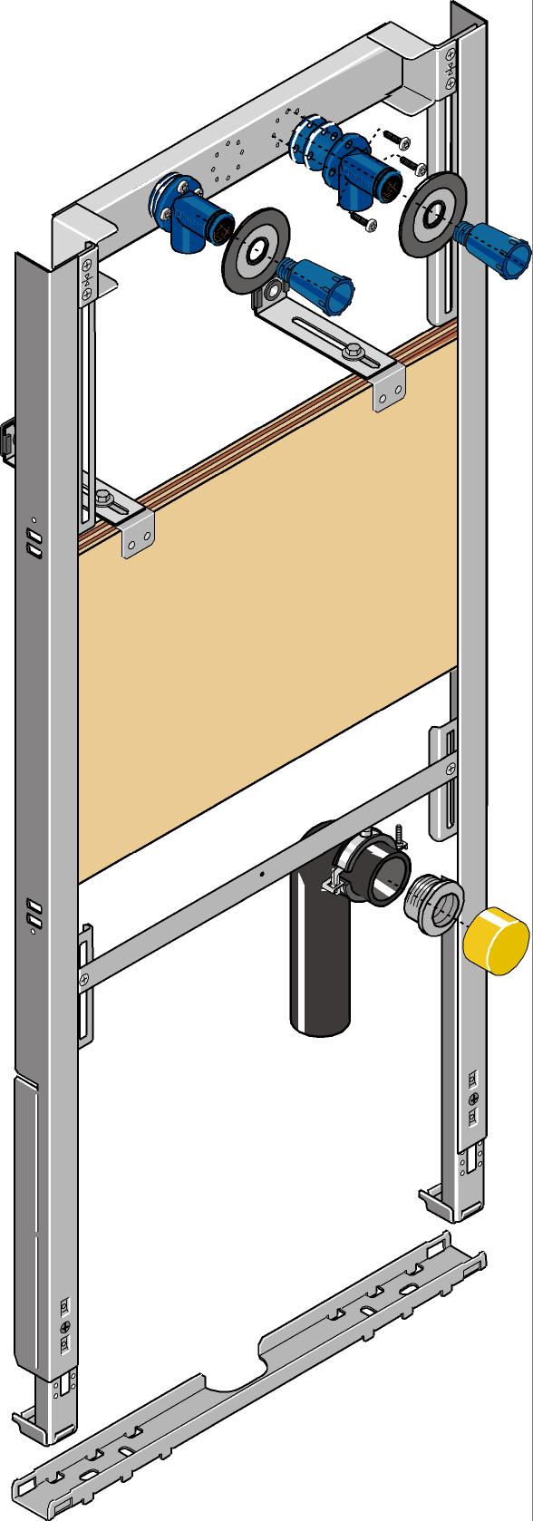 GEBERIT GE Huter Montageelement Ausgussbecken AP W-Arm., Massiv/Trocken/Vor-und Inwand   – HU-AGB6030-M