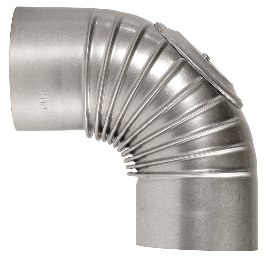 Alva Abgasknie mit Putztür 0,6 mm d 110 mm, 90, mit Putztür - ALVKPT110.90