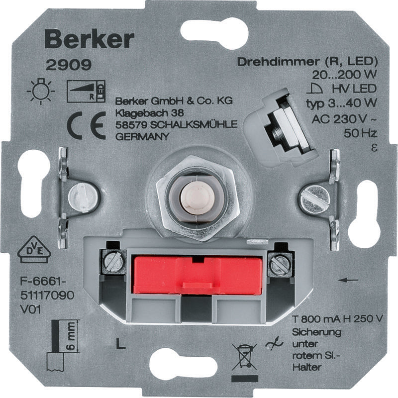 BERKER Drehdimmer 200 W / LED 40 W Up  – 2909