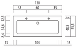 Alva Bela Mineralguss-WT 130cm Weiß, für US4 - AQBMBEWTM4