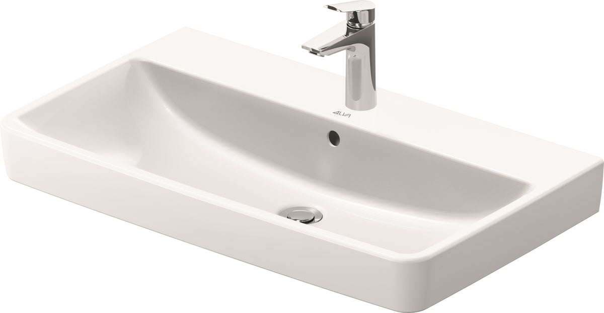Alva Juna Waschtisch 80x46cm mit Hahnloch, Weiß - AQKEJUWT80