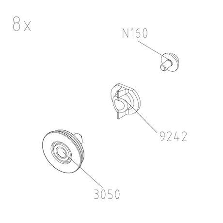Alva Una Laufrollen Ersatzteilset für Runddusche mit Schiebetür, Weiß - AQ2535127