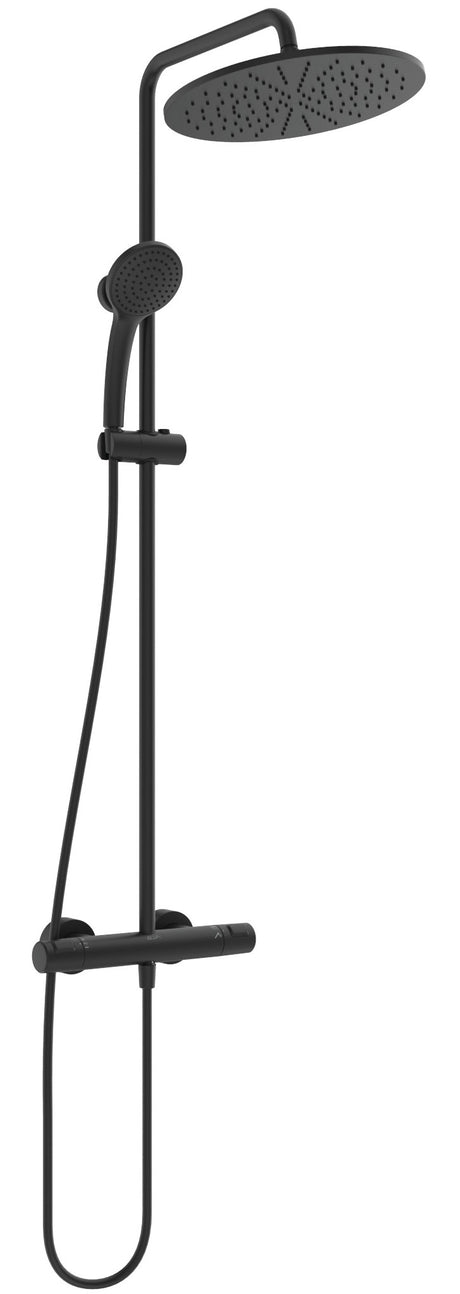 Alva Spa Duschsystem 111,7cm mit Thermostat, Schwarz Matt - AQARSPDST7.1S