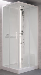 Alva Spa 1.0 Dampfdusche m.Thermostat 100x100cm, Eckeinstieg, ESG Clean, Weiß - AQDDSPE100W