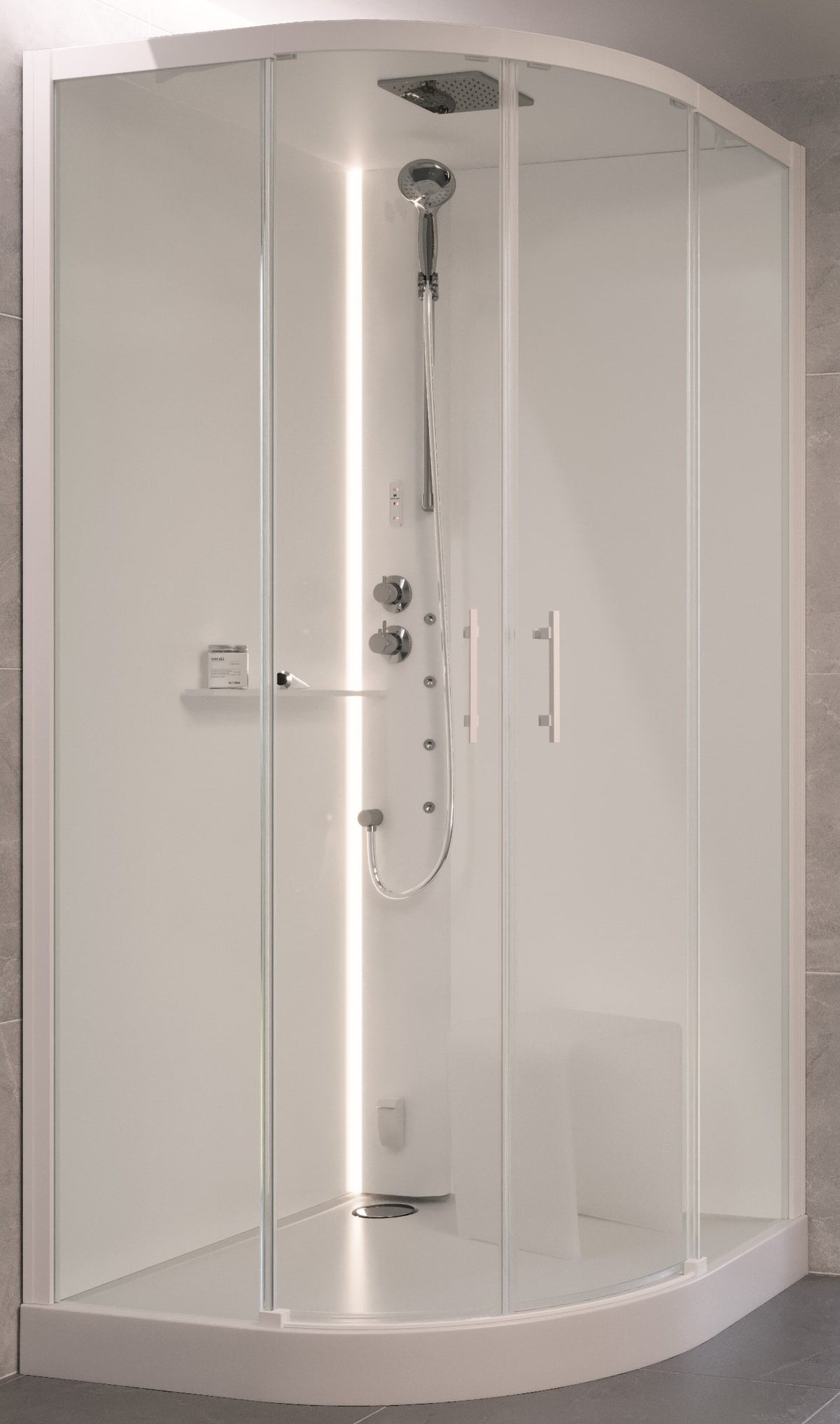 Alva Spa 1.0 Dampfdusche m.Thermostat 100x100cm, Runddusche, ESG Clean, Weiß - AQDDSPR100W