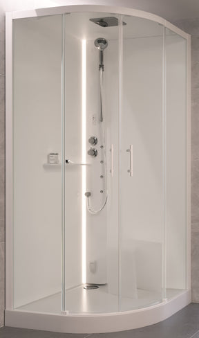 Alva Spa 1.0 Dampfdusche m.Thermostat 100x100cm, Runddusche, ESG Clean, Weiß - AQDDSPR100W