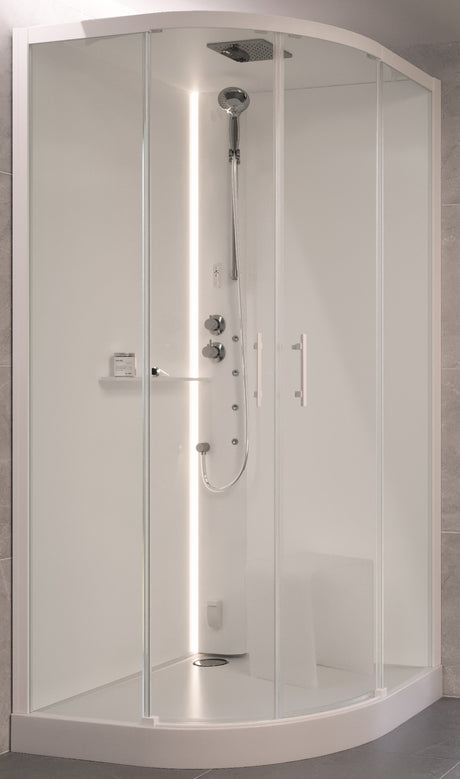 Alva Spa 1.0 Dampfdusche m.Thermostat 100x100cm, Runddusche, ESG Clean, Weiß - AQDDSPR100W