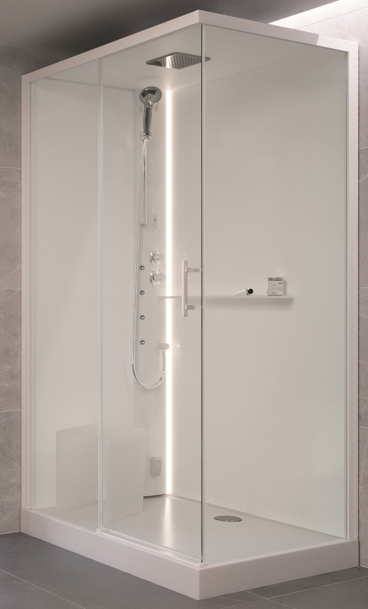 Alva Spa 1.0 Dampfdusche m.Thermost. li. 120x90cm, Eckkabine, ESG Clean,Weiß - AQDDSPE12.9LW