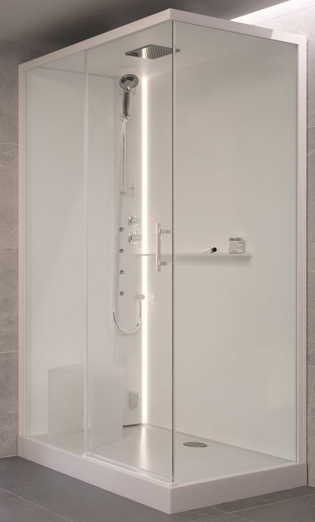 Alva Spa 1.0 Dampfdusche m.Thermost. li. 120x90cm, Eckkabine, ESG Clean,Weiß - AQDDSPE12.9LW