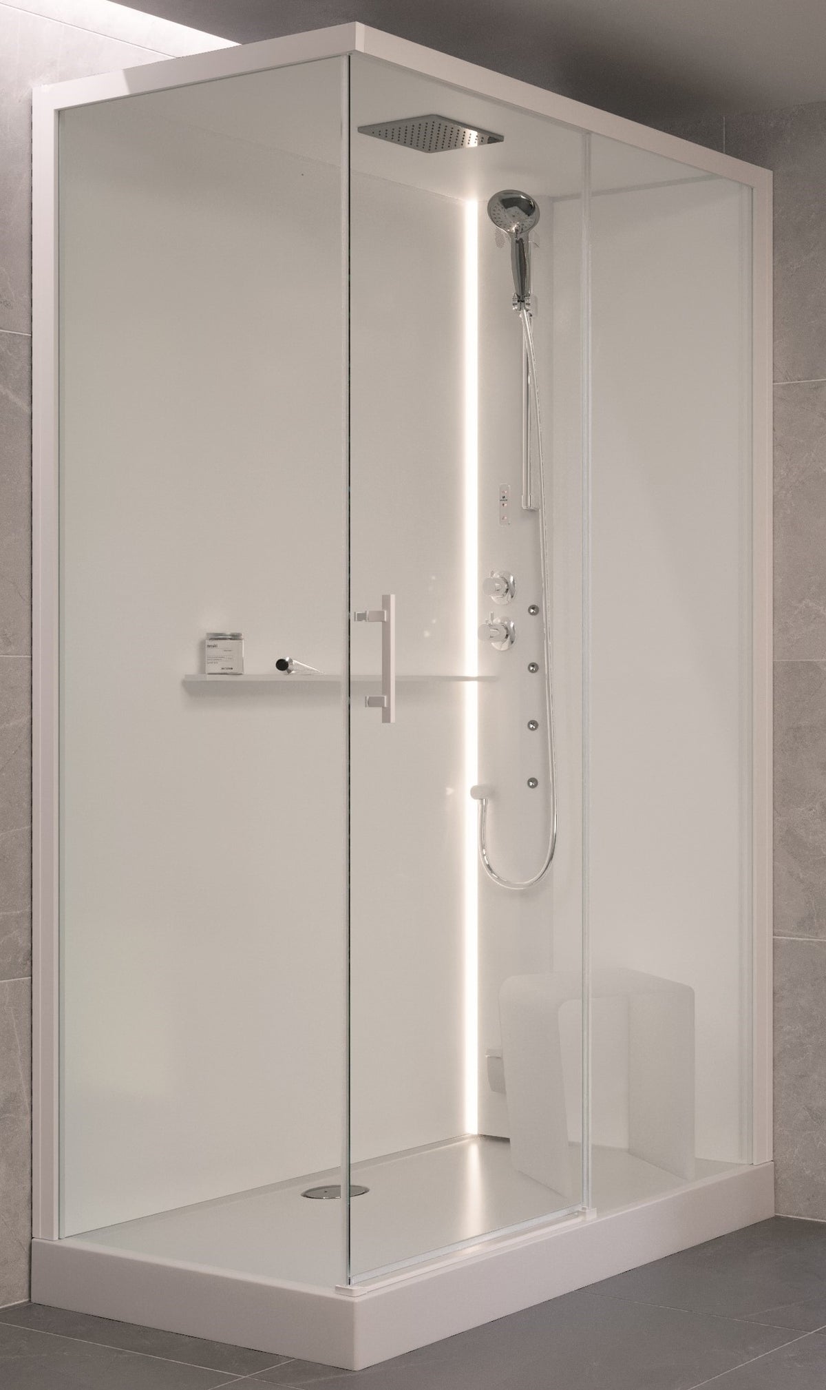Alva Spa 1.0 Dampfdusche m.Thermost. re. 120x80cm, Eckkabine, ESG Clean,Weiß - AQDDSPE12.8RW