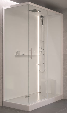 Alva Spa 1.0 Dampfdusche m.Thermost. re. 120x80cm, Eckkabine, ESG Clean,Weiß - AQDDSPE12.8RW