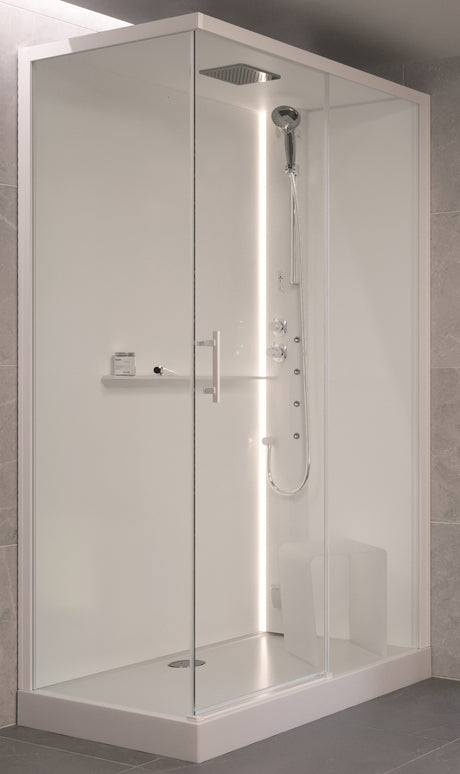 Alva Spa 1.0 Dampfdusche m.Thermost. re. 120x80cm, Eckkabine, ESG Clean,Weiß - AQDDSPE12.8RW