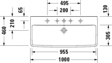 Alva Juna Waschtisch 100x46cm mit Hahnloch, Weiß - AQKEJUWT100