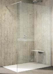 ALVA Ora Freistehende Seitenwand 98,5-101/200cm, Chrom gl., ESG