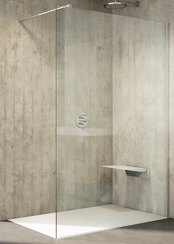Alva Ora Freistehende Seitenwand 118,5-121/200cm, Chrom gl., ESG - AQDUORFSW120
