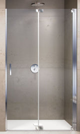Alva Ora Pendelfalttür für Nische 116,8-122,3/200cm, Chrom gl., ESG - AQDUORPFN120