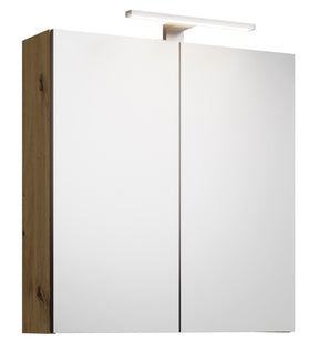 Alva Era Spiegelschrank 60x68x23,4cm LED-Aufsatzleuchte, Eiche Caramel - AQBMERSPS1CA