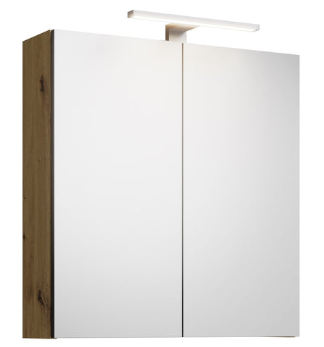 Alva Era Spiegelschrank 60x68x23,4cm LED-Aufsatzleuchte, Eiche Caramel - AQBMERSPS1CA