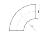 Alva Edelstahlrohrbogen geschw. DIN 2605 V1.0 EN10253/4 316Ti, 3D/90 Gr. 219,1x3,0mm - ERBG5-219/3