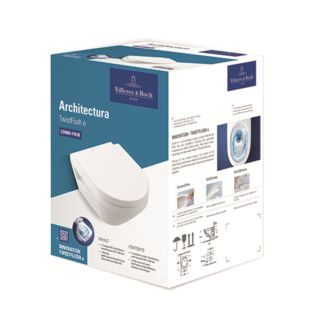 VILLEROY&BOCH V&B Architectura Combi-Pack oval 370x530x355mm wandhängend weiß  – 5684CL01