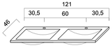 Alva Una Keramik-Doppel-WT 121x46cm, Weiß, für US6+7 - AQWTK6