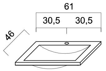 Alva Una Keramik-WT 61x46cm, Weiß, für US1+2+3 - AQWTK1