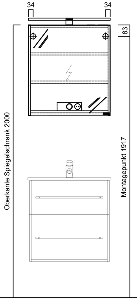 Alva Una Spiegelschrank links 60x70x14,7cm, LED-Aufsatzleu., Weiß - AQSPS1W
