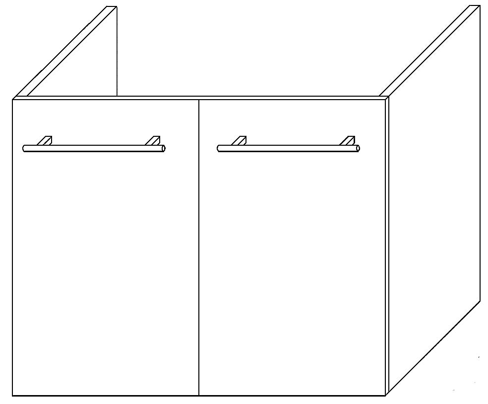 Alva Una Unterschrank für WT1 2 Türen, 59x46x45,2cm, Schlosseiche - AQUS1SE