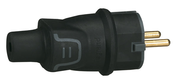 LEGRAND Schuko-Stecker Gummi schwarz Membran-Kabeleinführung  – 050342