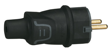 LEGRAND Schuko-Stecker Gummi schwarz Membran-Kabeleinführung  – 050342