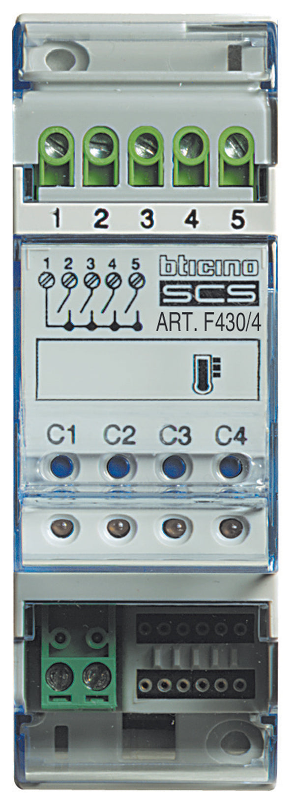 MyHOME-Heizungsaktor 4-fach für Stellant riebe und Fan-Coils – 2 TE DIN – F430/4