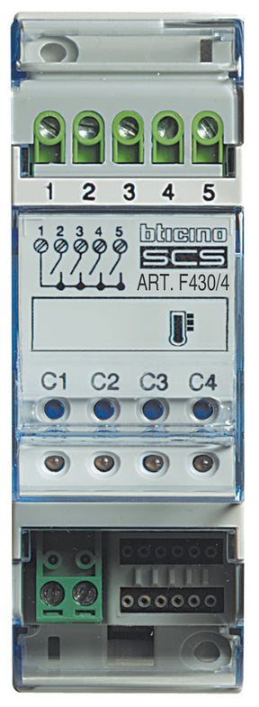 MyHOME-Heizungsaktor 4-fach für Stellant riebe und Fan-Coils – 2 TE DIN – F430/4