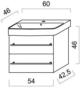Alva Una Unterschrank für WT AQKEJUWT60,2 Aus.,54x46x42,5cm,Schlosse. - AQUSJ3SE