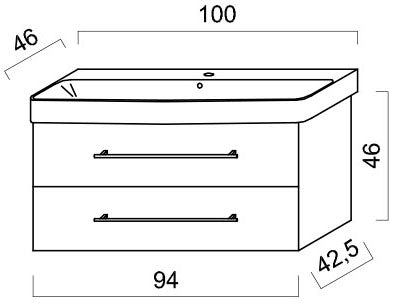 Alva Una Unterschrank für WT AQKEJUWT100, 2 Ausz., 94x46x42,5cm, Weiß - AQUSJ6W