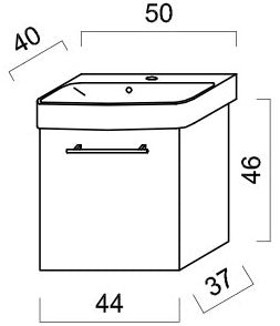 Alva Una Unterschrank für HWB AQKEJUHWB50, 1 Tür, 44x46x37cm, Weiß - AQUSJ2W